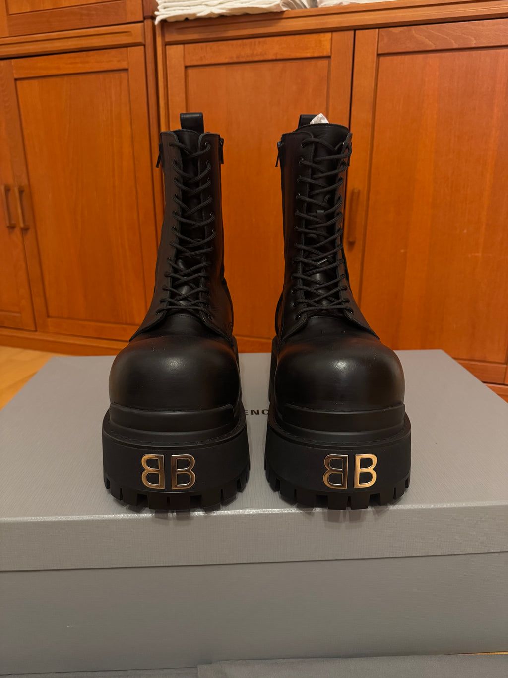 Balenciaga Calfskin 80 MM Platform Giant Boots BB Black