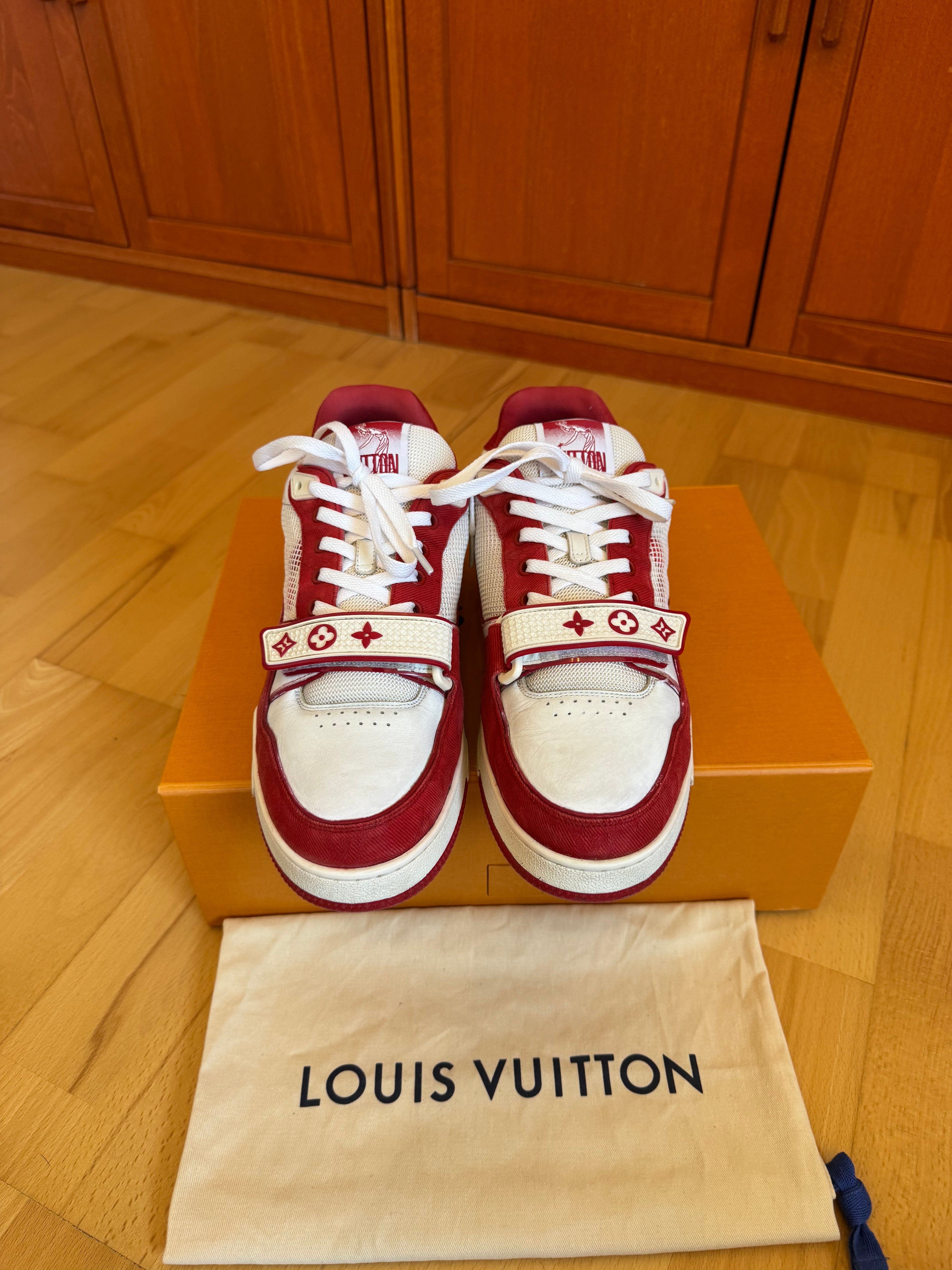 Louis Vuitton LV Trainer Velcro Strap Red White