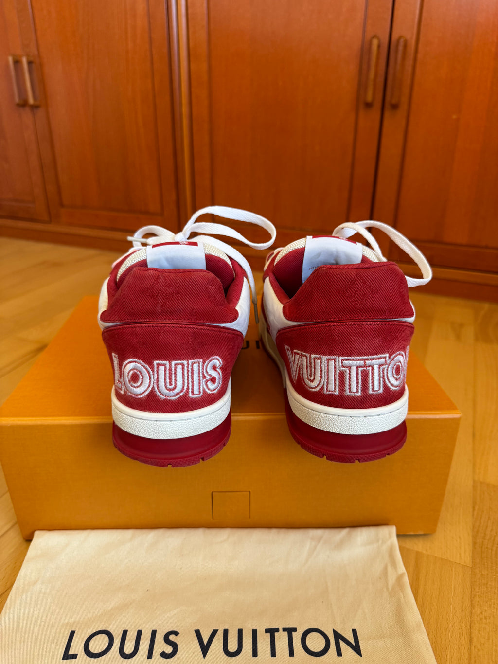 Louis Vuitton LV Trainer Velcro Strap Red White