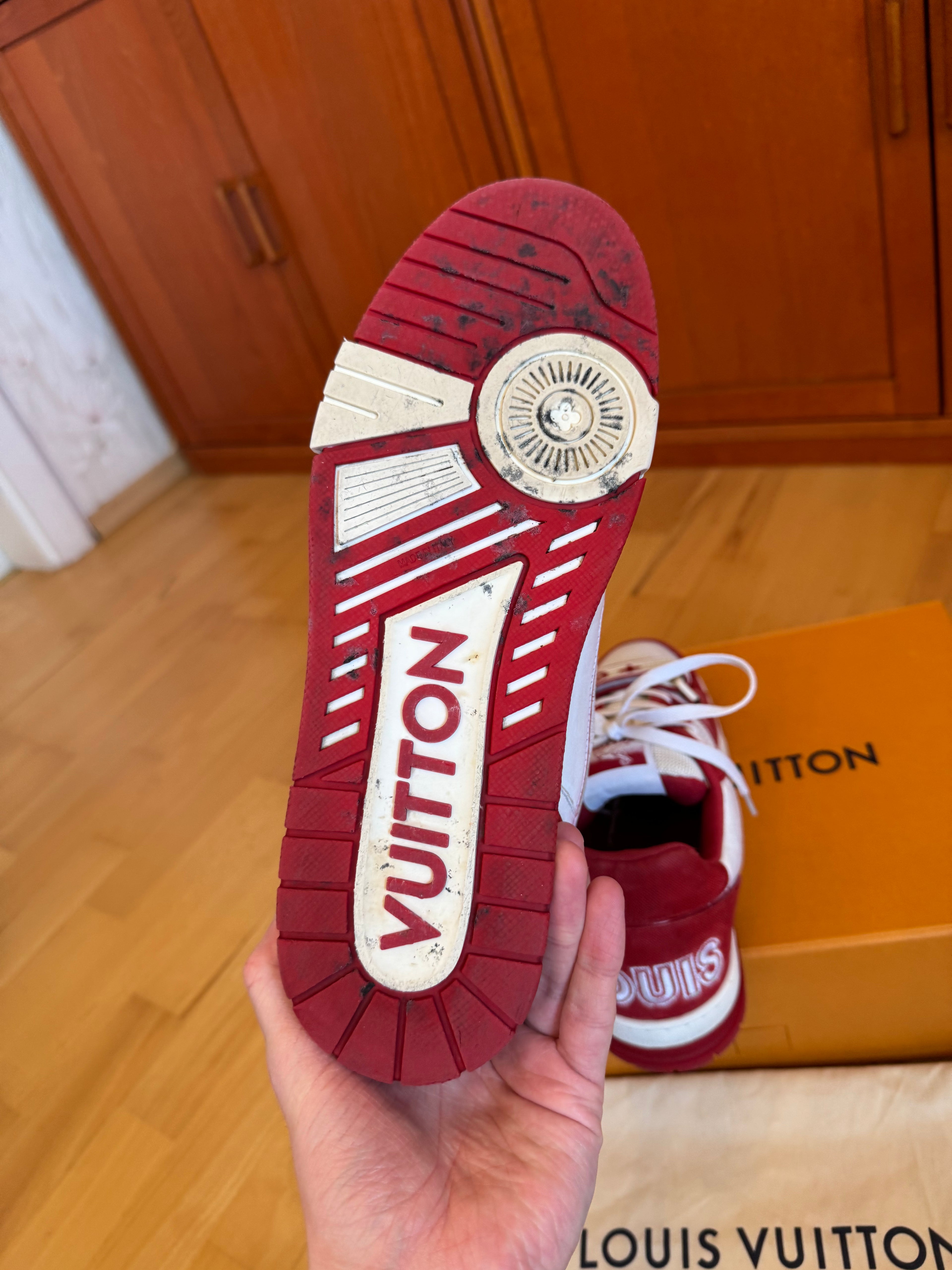 Louis Vuitton LV Trainer Velcro Strap Red White